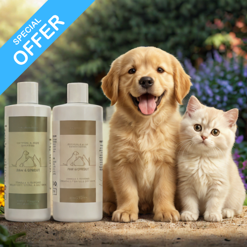 Oatmeal dog&cat shampoo and conditioner set for itchy skin with vanilla almond scent, free gift!